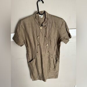Vintage Linen Nude Double-Breasted Dress Size S